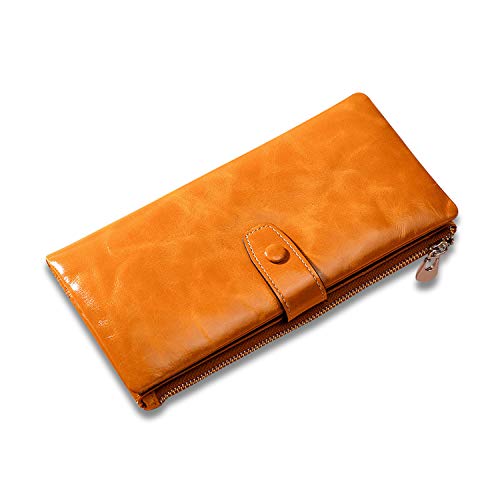 FANDARE Mode Geldbörse Münzbörsen mit RFID für Damen Unterarmtasche Herren Brieftasche Clutches Geldklammer Kreditkartenetui Portemonnaie Geldbeutel Portmonee Reise Leder Geldbörse Braun von FANDARE