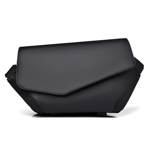 FANDARE Mode Herren Brusttasche Damen Umhängetasche mit Gepäckgurt Sling Crossbody Bag Manner Brustbeutel Wasserdichtes PU Leder Messenger-Bags Schultertaschen für Reise Schule Wandern Bodybag Schwarz von FANDARE