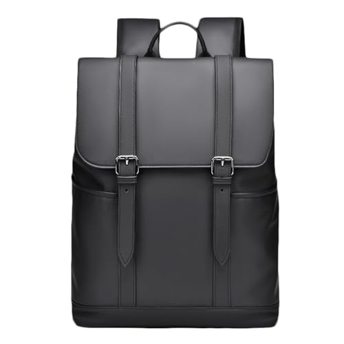 FANDARE Mode Laptop-Rucksack Herren Handtasche Wasserdicht PU Leder Reiserucksack Schulrucksack Geschäft Arbeiten Schulranzen für Arbeit Reisen Weekender Tagesrucksack Daypacks Schwarz von FANDARE