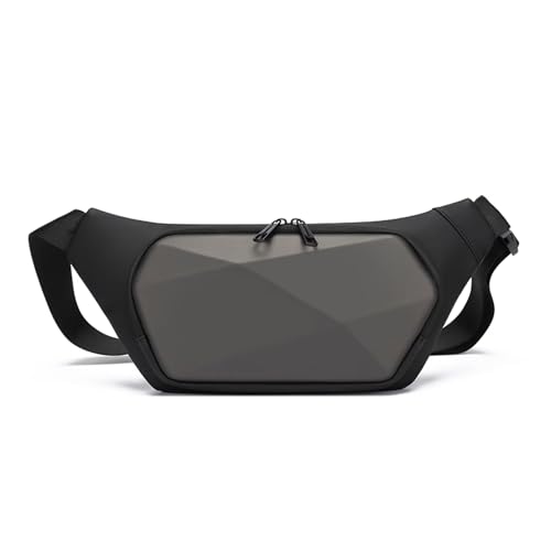 FANDARE Moderner Hüftbeutel Bauchtasche Urbaner Brusttasche mit PU-Beschichtung Herren Umhängetasche Crossbody Sling Bag Schultertaschen Bodybag für Reise Wandern Wasserdichtes Polyester Grau von FANDARE