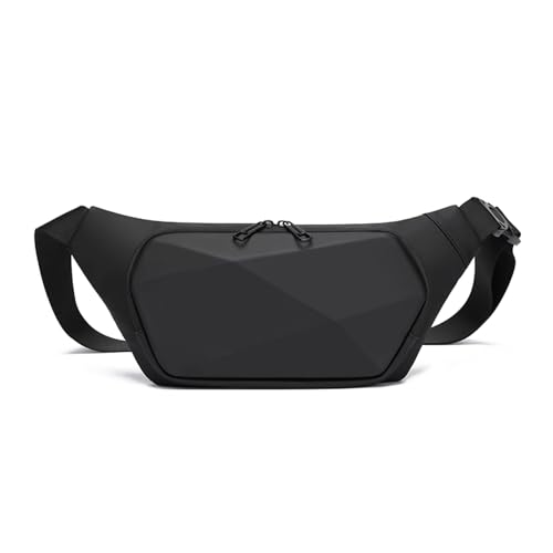 FANDARE Moderner Hüftbeutel Bauchtasche Urbaner Brusttasche mit PU-Beschichtung Herren Umhängetasche Crossbody Sling Bag Schultertaschen Bodybag für Reise Wandern Wasserdichtes Polyester Schwarz von FANDARE