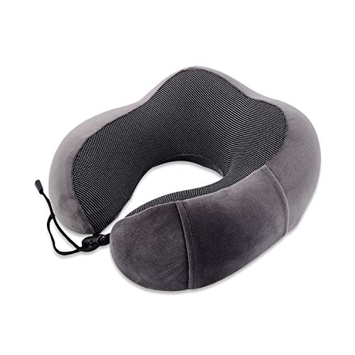 FANDARE Nackenkissen Reisekissen aus Memory-Schaum Neck Pillow Damen Herren Nackenhörnchen Nackenstützkissen Kissen mit maschinenwaschbar für Flugzeug/Auto/Zug Reisen,Zuhause,Büro Dunkelgrau von FANDARE