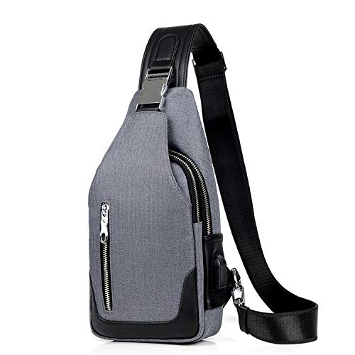 FANDARE Neu Brusttasche Herren Schultertasche Sling Bag Rucksack mit USB Umhängetasche Sporttasche für Wandern,Abenteuer,Sport, Reisen und Joggen Blau B von FANDARE