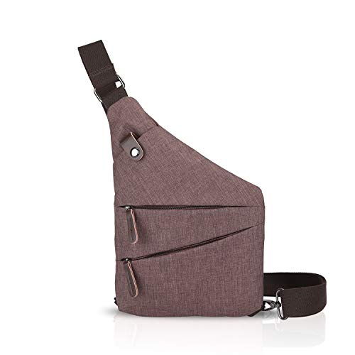 FANDARE Neu Brusttasche Segmentiert Schultertasche Herren Damen Sling Bag Crossover Rucksack Umhängetasche Sporttasche für Outdoor Reisen Wandern Abenteuer Sport Crossbody Bag Braun von FANDARE