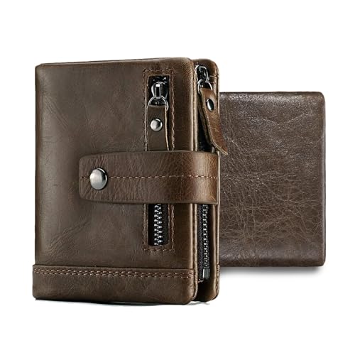 FANDARE Neu Geldbörse Damen Herren Slim Wallet mit Münzfach & RFID Schutz Leder Kartenetui Kreditkartenetui Mini Portmonee Geldbeutel Portemonnaie klein 13 Fächer für KreditkartenBraun von FANDARE