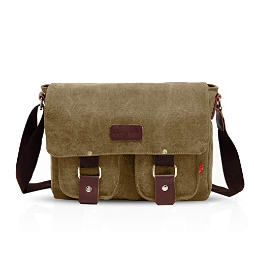 FANDARE Neu Retro Messenger Bag Umhängetasche Schultertasche 14 Zoll Laptoprucksäcke Herren Tasche Kuriertasche Multifunktions Canvas Braun von FANDARE