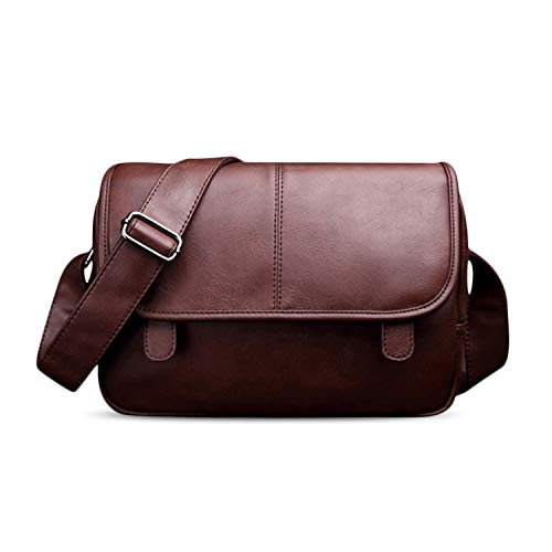 FANDARE Neu Umhängetasche Herren Schultertasche PU Männerhandtasche Laptoptasche Messenger Bag Arbeitstaschen Businesstasche Ordner Arbeit Reise Sport Schulranzen Kuriertasche Collegetasche Braun von FANDARE