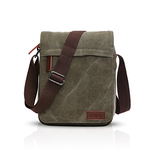 FANDARE New Umhängetasche Herren Studenten Reisen Postbote Crossbody Bag Große Kapazität Multi-Tasche Verschleißfest Leinwand Armee-Grün A FANDARE New Umhängetasche Herren Studenten Reisen Postbote Crossbody Bag Große Kapazität Multi-Tasche Verschleißfest Leinwand Armee-Grün A von FANDARE