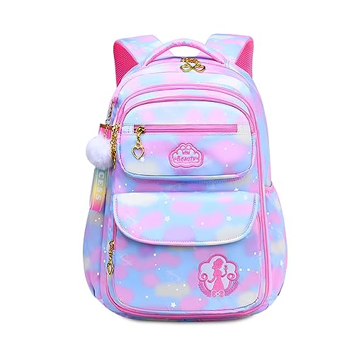 FANDARE Niedlich Kinderrucksack Schulranzen Mädchen Junge Schulrucksack Büchertaschen Rucksack Hochschule Schultertasche mit Kühlschrank-Fronttasche für Outdoor Reisen Schule Daypacks Blau von FANDARE