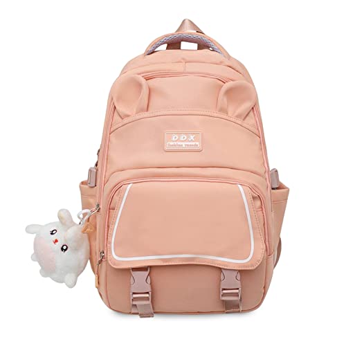 FANDARE Niedlich Schulranzen Mädchen Hochschule Rucksack Junge Schulrucksack Schultertaschen Laptop Schultertasche für Uni Reisen Freizeit Schule Büro Daypacks mit Plüsch-Accessoires Rosa von FANDARE