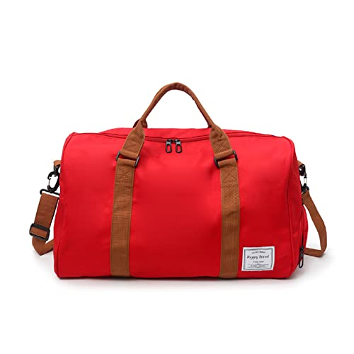 FANDARE Reisetaschen Sporttasche Damen Umhängetasche Herren Handgepäck Schultertasche Übernachtung Sporttasche Weekender Schwimmtasche Große Kapazität Trainingstasche mit Schuhfach Rot von FANDARE