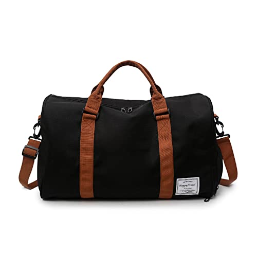 FANDARE Reisetaschen Sporttasche Damen Umhängetasche Herren Handgepäck Schultertasche Übernachtung Sporttasche Weekender Schwimmtasche Große Kapazität Trainingstasche mit Schuhfach Schwarz von FANDARE