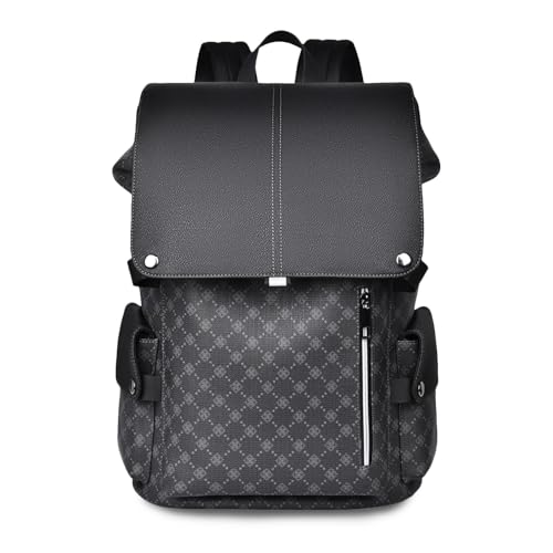 FANDARE Retro-Ästhetik Laptop-Rucksack Herren Handtasche Wasserdicht PVC Reiserucksack Schwarz Schulrucksack Geschäft Arbeiten Schulranzen für Arbeit Reisen Weekender Tagesrucksack Daypacks von FANDARE