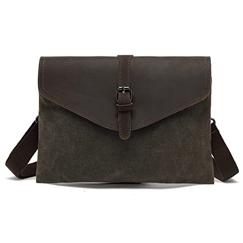 FANDARE Retro Handgelenk Segeltuch Unterarmtasche Umhängetasche Herren Aktentasche Brieftasche Handgelenktasche Handtasche Schultertasche Männer Reise Arbeit Outdoor Schulranzen Grün von FANDARE