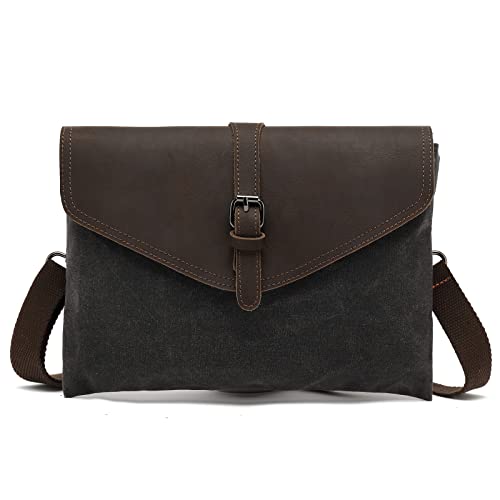 FANDARE Retro Handgelenk Segeltuch Unterarmtasche Umhängetasche Herren Aktentasche Brieftasche Handgelenktasche Handtasche Schultertasche Männer Reise Arbeit Outdoor Schulranzen Schwarz von FANDARE