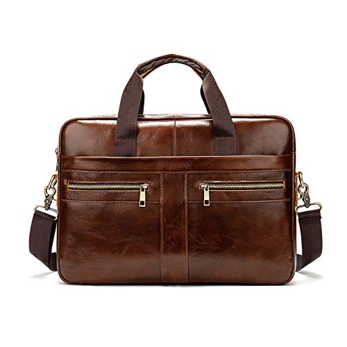 FANDARE Retro Herrentasche Leder Aktentasche Umhängetasche Schultertasche Lehrertasche Laptoptasche für 12.9 Zoll Notebook Kuriertasche Crossbody Messenger Bag für Schule Freizeit Reise Business von FANDARE