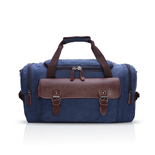 FANDARE Retro Sport Reisetasche Herren/Damen Gym Handtasche Boston Tasche Outdoor Camping Umhängetasche Atmungsaktiv Leinwand Blau von FANDARE