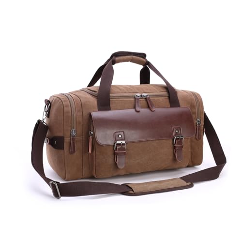 FANDARE Retro Sport Reisetasche Herren/Damen Gym Handtasche Boston Tasche Outdoor Camping Umhängetasche Atmungsaktiv Leinwand Braun von FANDARE