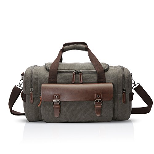FANDARE Retro Sport Reisetasche Herren/Damen Gym Handtasche Boston Tasche Outdoor Camping Umhängetasche Atmungsaktiv Leinwand Grau von FANDARE