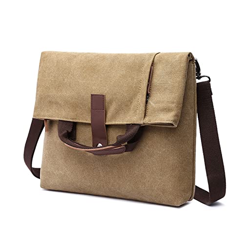 FANDARE Retro Umhängetasche Handtasche Schultertasche Herrentasche Segeltuch Kuriertasche Messenger-Bags Aktentasche für Herren Damen Arbeit Reise Schule Hochschule Arbeit Outdoor Schulranzen Khaki von FANDARE