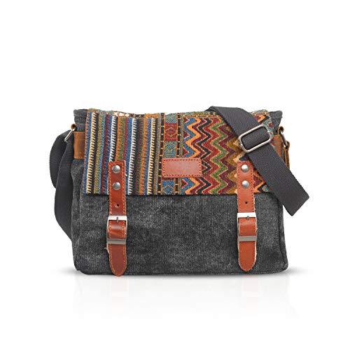 FANDARE Retro Umhängetasche für Männer/Frauen Business Crossbody Bag Outdoor Reise Camping Große Kapazität Umhängetasche Atmungsaktiv Leinwand, Grau, L, Freizeitrucksack von FANDARE