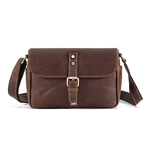 FANDARE Retro Umhängetasche Herren Leder Arbeitstasche Messenger Bag Schultertasche Herrentasche zum Umhängen für Reise Schule Hochschule Arbeit Outdoor Wasserdicht Schulranzen Braun von FANDARE