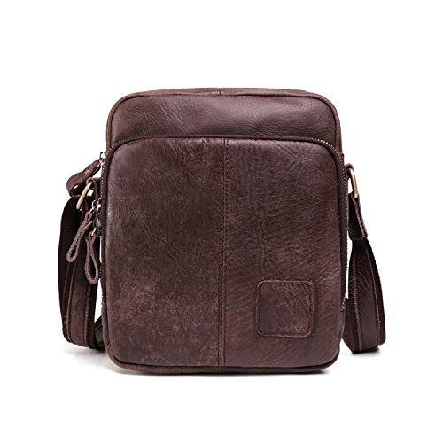 FANDARE Retro Umhängetasche Herren Schultertasche Leder Arbeitstasche Crossbody Messenger Bag Umhängetasche Handtasche Arbeiten Outdoor Reise Multifunktions Wasserdicht Schulranzen Dunkelbraun von FANDARE
