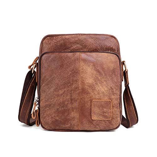 FANDARE Retro Umhängetasche Herren Schultertasche Leder Arbeitstasche Shoulder Crossbody Messenger Bag Umhängetasche Handtasche Arbeiten Outdoor Reise Multifunktions Wasserdicht Schulranzen Braun von FANDARE