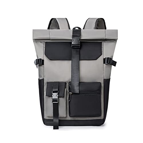 FANDARE Rolltop Rucksack Ultraleicht Schulrucksack Laptop Handgepäck Rucksack Herren Damen mit 15.6 Zoll Laptopfach Rucksäcke zum Business Arbeit Reise Schulranzen Daypacks Dunkelgrau von FANDARE