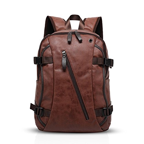FANDARE Rucksack 14 Zoll Laptop Rucksack Geschäft Wandern Reise Schüler Rucksack Diebstahlsicher Gute Qualität Damen/Herren Wasserdicht PU Braun von FANDARE