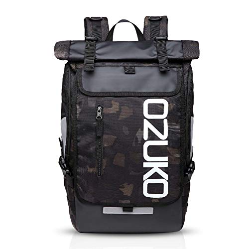 FANDARE Rucksack Bergsteigen Schulrucksack Rolltop Daypacks für 15.6 Zoll Laptoptasche Herren Damen Rucksäcke zum Reise Wandern Camping Schulranzen Schultasche Daypacks Camo AA von FANDARE