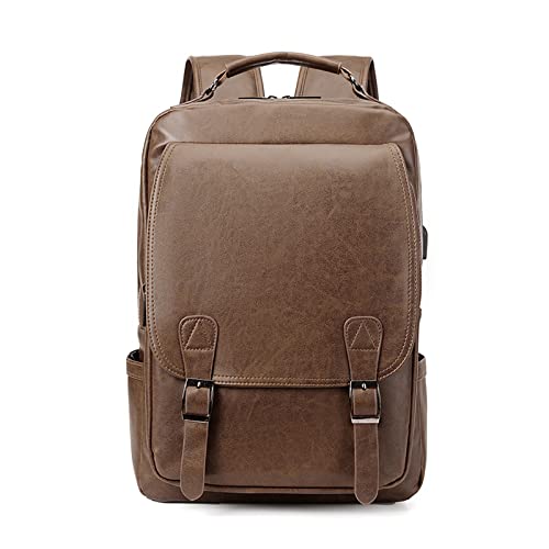 FANDARE Rucksack Laptop Wasserdicht Handgepäck Rucksack Wasserdicht PU-Leder Schulrucksack Herren Damen mit USB-Ladeanschluss Rucksäcke für Business Arbeit Reise Schulranzen Daypacks Khaki von FANDARE