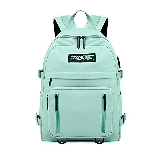 FANDARE Rucksack Schule Schulrucksack Herren Damen Rucksäcke Schultasche Junge Mädchen Schulranzen mit USB Teenager Casual Daypacks für Reise Uni Büro Alltag Freizeit Campus Wandern Grün von FANDARE