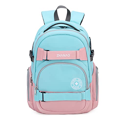 FANDARE Rucksack Schulranzen Schulrucksack Teenager Daypacks mit Laptopfach für 15.6 Zoll Tagesrucksack Mädchen Junge Schultaschen für Universität Reisen Freizeit Arbeit Pink Blau von FANDARE