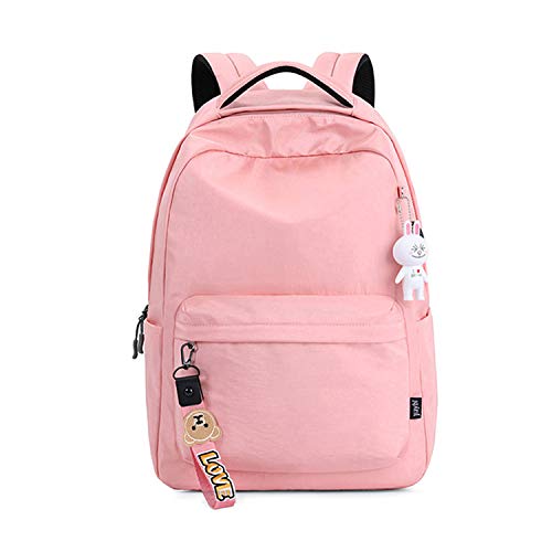 FANDARE Rucksäcke Damen Schulrucksack Mädchen Schultasche mit USB Schulranzen Teenager Reise Tagesrucksack 15.6-Zoll-Laptop Daypacks für Schüler Büro Alltag Freizeit Wasserdicht Polyester Rosa von FANDARE