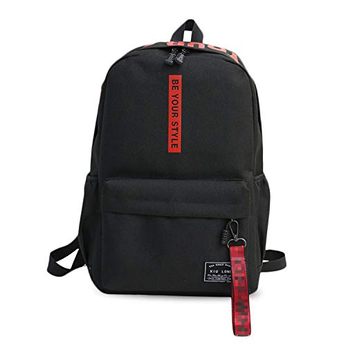 FANDARE Rucksäcke Schulrucksack Jungs Mädchen Schulranzen Teenager Schultasche für Herren Damen Schule Ranzen Reise Camping Casual Daypacks Polyester Schwarz Rot von FANDARE