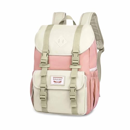 FANDARE Rucksäcke Schulrucksack Schule Rucksäcke Laptop Schultasche Mädchen Teenager Schulranzen Tagesrucksack Casual Daypacks für Damen Herren Reisen Uni Büro Alltag Freizeit Campus Wandern Rosa von FANDARE