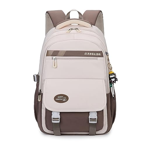 FANDARE Schulranzen Mädchen Junge Schulrucksack Daypacks Büchertaschen für Grund-, Mittel- und Oberschüler Rucksack Hochschule Damen Schultertaschen für Uni Reisen mit Plüsch-Accessoires Braun von FANDARE