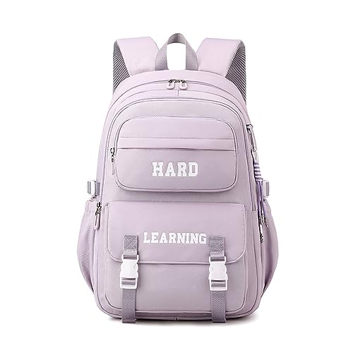 FANDARE Schulranzen Mädchen Junge Schulrucksack Lässig Rucksack Büchertaschen für Grund-, Mittel- und Oberschüler Hochschule Damen Schultertaschen für Uni Reisen Freizeit Daypacks Lila von FANDARE