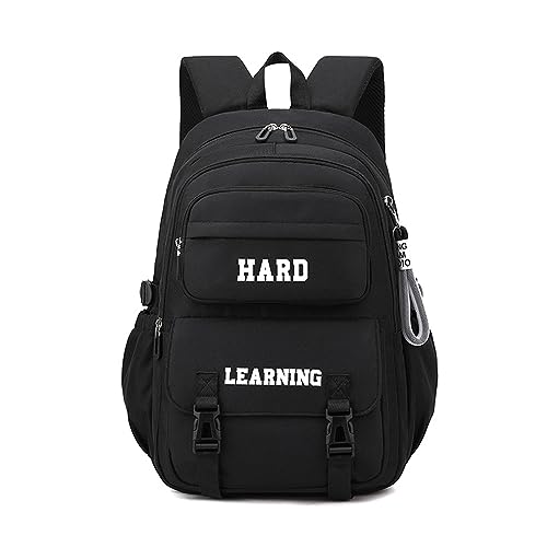 FANDARE Schulranzen Mädchen Junge Schulrucksack Lässig Rucksack Büchertaschen für Grund-, Mittel- und Oberschüler Hochschule Damen Schultertaschen für Uni Reisen Freizeit Daypacks Schwarz von FANDARE