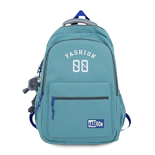 FANDARE Schulranzen Mädchen Rucksack Junge Schulrucksack Schultertaschen Herren Damen Laptop Schultertasche für Uni Reisen Freizeit Schule Büro Daypacks mit Plüsch-Accessoires Grün von FANDARE