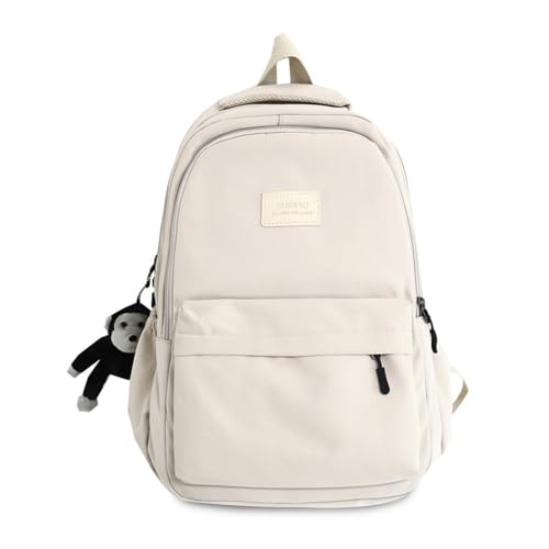 FANDARE Schulrucksack Damen Daypack mit Laptopfach Schultaschen Herren Laptop Rucksack für Mädchen Teenageralter Leichter Rucksack Wasserabweisend College für Ausflüge, Uni, Schule Büro Beige weiß von FANDARE