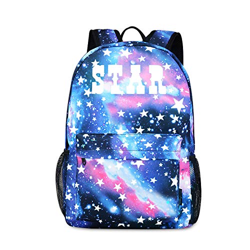 FANDARE Schulrucksack Galaxy Leuchtend Schultasche Junge Mädchen Rucksäcke Schulranzen mit USB Teenager Backpack Tagesrucksack Reise Daypacks Damen Herren Kinderrucksäcke Polyester Blau A von FANDARE