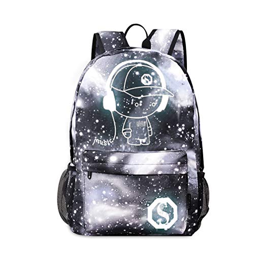 FANDARE Rucksack Mädchen TeenagerSchulrucksack Galaxy Leuchtend Schultasche Junge Mädchen Rucksäcke Schulranzen mit USB Teenager Tagesrucksack Reise Daypacks Damen Herren Kinderrucksäcke Grau B von FANDARE