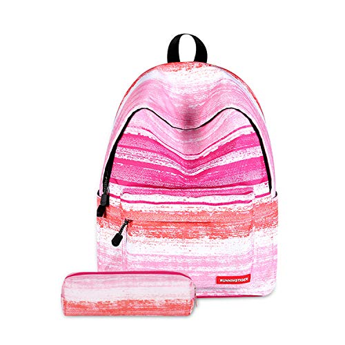 FANDARE Schulrucksack Galaxy Schultasche Junge Mädchen Rucksäcke Schulranzen mit Mäppchen Teenager Tagesrucksack Reise Daypack Damen 14 Zoll Laptop-Tasche Kinderrucksäcke Wasserdicht Polyester Rosa von FANDARE