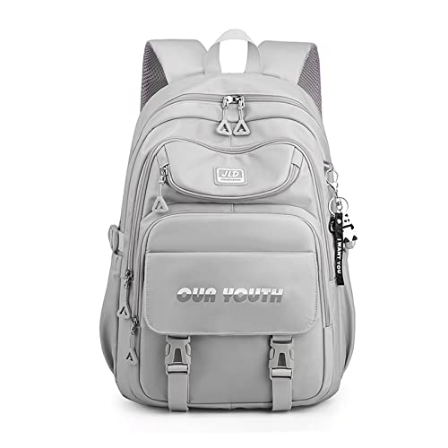 FANDARE Schulrucksack Schulrucksack Jugendliche Schultasche Jungen Mädchen Rucksack Schulranzen für Schüler Outdoor Reise Daypacks Freizeitrucksack Rucksack Wasserdicht Polyester Dunkelgrau von FANDARE