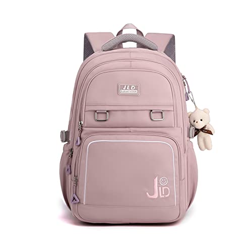 FANDARE Schulrucksack Schulrucksack Ultraleicht Daypacks Kinderrucksack Schultasche Jungen Mädchen Rucksack Schulranzen Outdoor Reise Daypacks mit Plüsch Anhänger Wasserdicht Nylon Violett von FANDARE