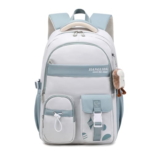 FANDARE Schulrucksack für Teenager, Mädchen, Damen und Herren - Schultasche, Tagesrucksack, Laptop Rucksack - Leichter, Wasserdichter Daypack für Uni - Grau Blau von FANDARE