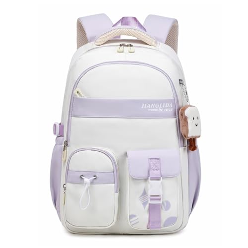 FANDARE Schulrucksack Teenager Schulrucksack Mädchen Schultasche Rucksack Schule Damen Herren Tagesrucksack Rucksack Laptop Rucksack Leichter Rucksack Uni Rucksack Wasserdicht DaypackHelles Lila von FANDARE