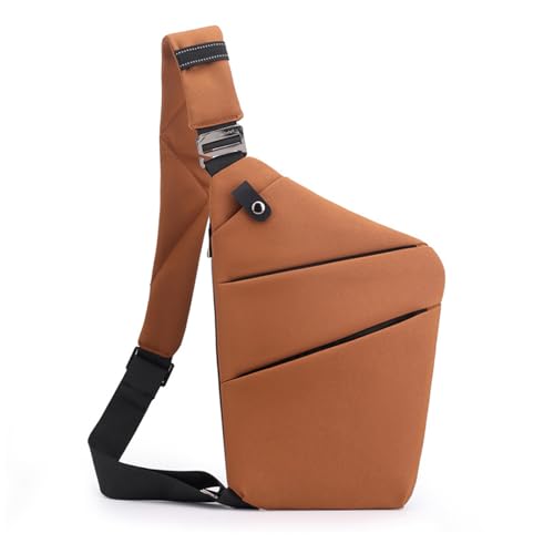 FANDARE Segmentiert Brustasche Anti Diebstahl Sling Bag Herren Sport Damen Umhängetasche Links Schulter Crossbody Messenger-Bags Schultertaschen für Reise Schule Wandern Bodybag Rot Braun von FANDARE
